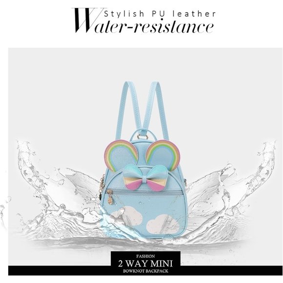 Bowknot Polka Dot Mini Backpack And Convertible Shoulder Bag Purse for Women - Picture 6 of 7